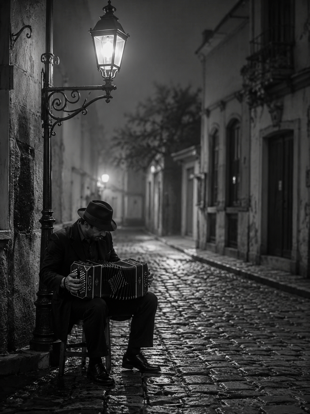 Bandoneonista en la noche